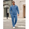 COOFANDY Men’s Tracksuit 2 Piece Set Geometric Texture Quarter Zip Pullover Sweatshirt Athletic Running Sweatsuits(Grey Blue)