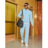 COOFANDY Men’s Tracksuit 2 Piece Set Geometric Texture Quarter Zip Pullover Sweatshirt Athletic Running Sweatsuits(Light Blue)