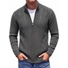 COOFANDY Mens Cardigan Sweater Cable Knitted Full Zip Sweaters with Pockets(02 Gray)
