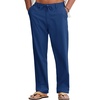 COOFANDY Mens Cotton Linen Pants Casual Lightweight Summer Beach Dress Pant(Dark Blue)
