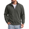 COOFANDY Men’s Full Zip Fleece Sweatshirt Lined Stand Collar Sweater Jacket(Green Loden)