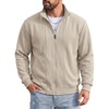 COOFANDY Men’s Full Zip Fleece Sweatshirt Lined Stand Collar Sweater Jacket(Moon Gray)