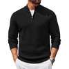 COOFANDY Men’s Quarter Zip Sweater Pullover 1/4 Zip Casual Long Sleeve Fall(Black)