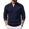 COOFANDY Men’s Quarter Zip Sweater Pullover 1/4 Zip Casual Long Sleeve Fall(Bluish Purple)