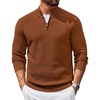 COOFANDY Men’s Quarter Zip Sweater Pullover 1/4 Zip Casual Long Sleeve Fall(Brown)