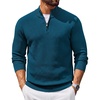 COOFANDY Men’s Quarter Zip Sweater Pullover 1/4 Zip Casual Long Sleeve Fall(Dark Blue)