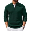 COOFANDY Men’s Quarter Zip Sweater Pullover 1/4 Zip Casual Long Sleeve Fall(Dark Green)