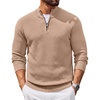 COOFANDY Men’s Quarter Zip Sweater Pullover 1/4 Zip Casual Long Sleeve Fall(Khaki)