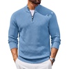 COOFANDY Men’s Quarter Zip Sweater Pullover 1/4 Zip Casual Long Sleeve Fall(Light Blue)