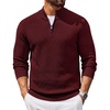 COOFANDY Men’s Quarter Zip Sweater Pullover 1/4 Zip Casual Long Sleeve Fall(Wine Red)