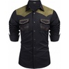 COOFANDY Men’s Western Cowboy Shirt Embroidered Long Sleeve Slim Fit Casual Cotton Button Down Hippie Shirts with Pockets(Black & Green)