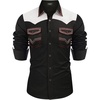COOFANDY Men’s Western Cowboy Shirt Embroidered Long Sleeve Slim Fit Casual Cotton Button Down Hippie Shirts with Pockets(Black & White)