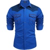 COOFANDY Men’s Western Cowboy Shirt Embroidered Long Sleeve Slim Fit Casual Cotton Button Down Hippie Shirts with Pockets(Blue & Navy)