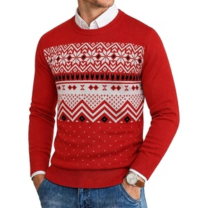 COOFANDY Men’s Christmas Sweaters Crewneck Funny Ugly Knitted Pullovers(Christmas Snowflake – Red)