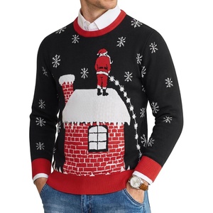COOFANDY Men’s Christmas Sweaters Crewneck Funny Ugly Knitted Pullovers(Leaky Roof)