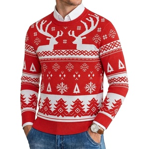 COOFANDY Men’s Christmas Sweaters Crewneck Funny Ugly Knitted Pullovers(Red Reindeer)
