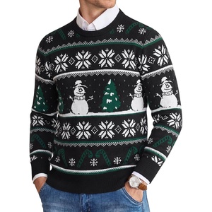 COOFANDY Men’s Christmas Sweaters Crewneck Funny Ugly Knitted Pullovers(Striped Snowman)