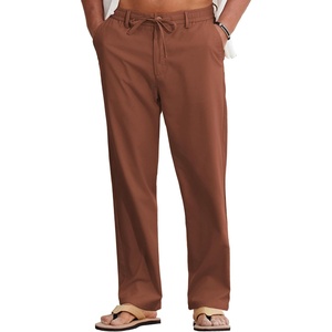 COOFANDY Mens Cotton Linen Pants Casual Lightweight Summer Beach Dress Pant(Caramel)