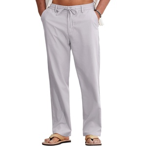 COOFANDY Mens Cotton Linen Pants Casual Lightweight Summer Beach Dress Pant(Light Grey)