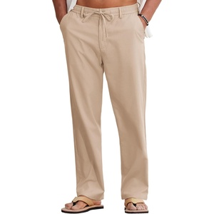 COOFANDY Mens Cotton Linen Pants Casual Lightweight Summer Beach Dress Pant(Light Khaki)