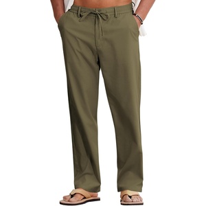 COOFANDY Mens Cotton Linen Pants Casual Lightweight Summer Beach Dress Pant(Olive Green)