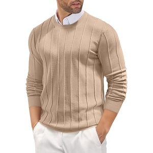 COOFANDY Men’s Crew Neck Sweater Long Sleeve Casual Knit Dress Sweaters(Khaki)