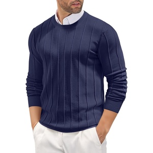 COOFANDY Men’s Crew Neck Sweater Long Sleeve Casual Knit Dress Sweaters(Navy Blue)