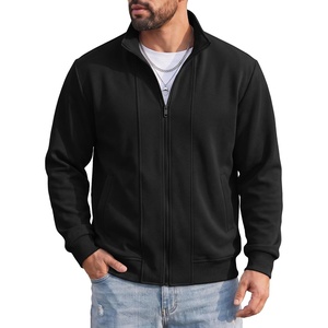 COOFANDY Men’s Full Zip Fleece Sweatshirt Lined Stand Collar Sweater Jacket(Black)