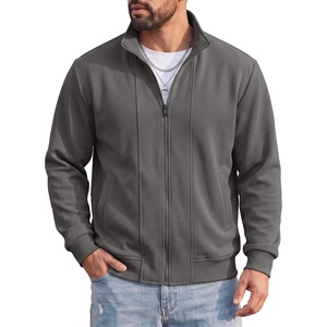 COOFANDY Men’s Full Zip Fleece Sweatshirt Lined Stand Collar Sweater Jacket(Dark Grey)
