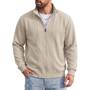 COOFANDY Men’s Full Zip Fleece Sweatshirt Lined Stand Collar Sweater Jacket(Moon Gray)