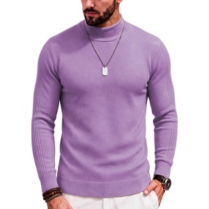 COOFANDY Mens Mock Turtleneck Slim Fit Pullover Sweater Casual Basic Knitted Thermal Sweaters(Lilac)