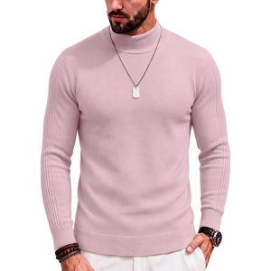 COOFANDY Mens Mock Turtleneck Slim Fit Pullover Sweater Casual Basic Knitted Thermal Sweaters(Pink)