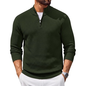 COOFANDY Men’s Quarter Zip Sweater Pullover 1/4 Zip Casual Long Sleeve Fall(Army Green)
