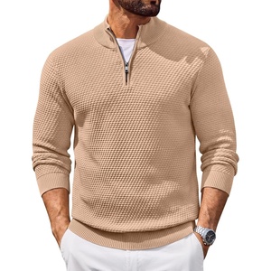 COOFANDY Men’s Quarter Zip Sweater Pullover 1/4 Zip Casual Long Sleeve Fall(Champagne)