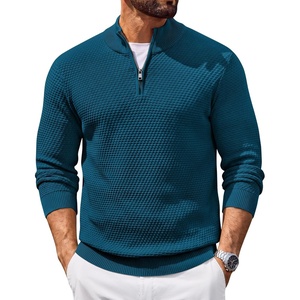 COOFANDY Men’s Quarter Zip Sweater Pullover 1/4 Zip Casual Long Sleeve Fall(Dark Blue)