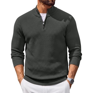 COOFANDY Men’s Quarter Zip Sweater Pullover 1/4 Zip Casual Long Sleeve Fall(Dark Gray)