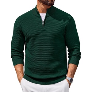 COOFANDY Men’s Quarter Zip Sweater Pullover 1/4 Zip Casual Long Sleeve Fall(Dark Green)