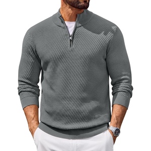 COOFANDY Men’s Quarter Zip Sweater Pullover 1/4 Zip Casual Long Sleeve Fall(Heather Gray)