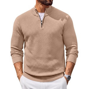 COOFANDY Men’s Quarter Zip Sweater Pullover 1/4 Zip Casual Long Sleeve Fall(Khaki)