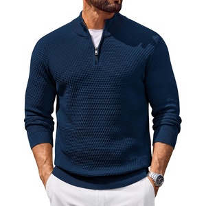COOFANDY Men’s Quarter Zip Sweater Pullover 1/4 Zip Casual Long Sleeve Fall(Navy Blue)