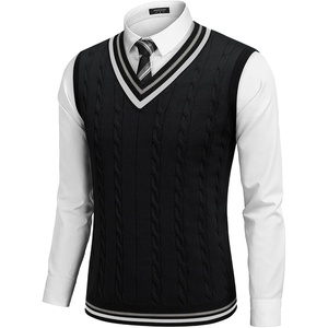 COOFANDY Men’s Sweater Vest V Neck Casual Sleeveless Knit Pullover Sweater(Black)