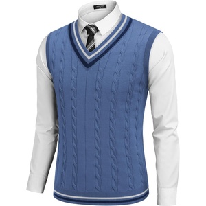 COOFANDY Men’s Sweater Vest V Neck Casual Sleeveless Knit Pullover Sweater(Dark Blue)