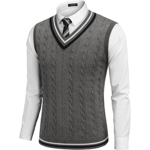 COOFANDY Men’s Sweater Vest V Neck Casual Sleeveless Knit Pullover Sweater(Dark Grey)